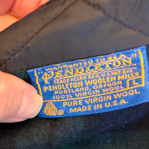 Vintage Pendleton 100% Virgin Wool Blue & Green Plaid Button Shirt Women’s Large - Picture 4 of 8